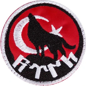 ŞAFAK25 Türk Başlı Türk Bayrağı Nakış Işleme Arma Patch Peç Kumaş