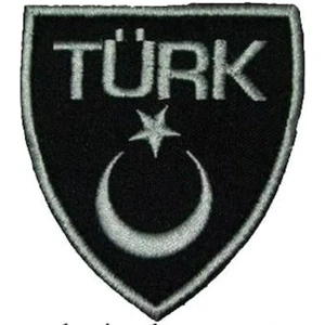 ŞAFAK25 Türk Yazılı Bayrak Haki-Siyah Nakış Işleme Arma Patch Peç Kumaş