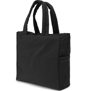 Fermuarlı Puf Şişme Büyük Boy Omuz ve Kol Siyah Renk Kadın Çanta Shopper Big Bag