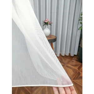 Evdepo Home Taç Bambu Keten 1/2,5 Normal Pile Tül Perde Tek Kanat - Ekru 100 x 260 cm