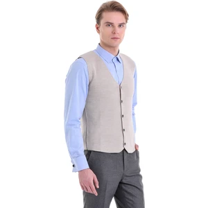 Bej Regular Fit Düz Yün Triko Yelek