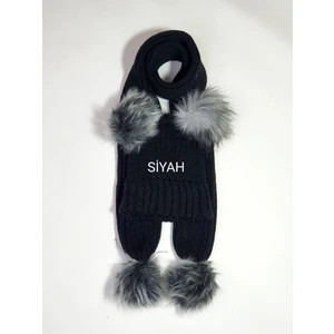 Meriç Bebe Unisex Extra Esnek Örgülü Ponponlu Atkı & Bere 2li Takım