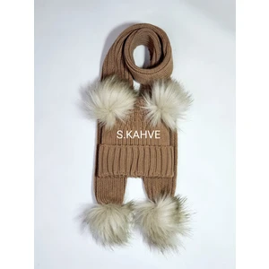 Meriç Bebe Unisex Extra Esnek Örgülü Ponponlu Atkı & Bere 2li Takım