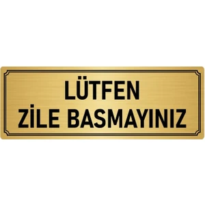 Özarslan Dizayn Metal Yönlendirme Levhası, Departman Kapı İsimliği  Lütfen Zile Basmayınız 7X20 cm Altın Renk