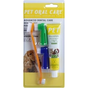 Pet Oral Care Biftek Aromalı Köpek Diş Fırçacı ve Macunu Temizleme Seti