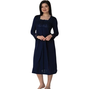 Effortt Kadın Lohusa Hamile Uzun Kollu Dantelli Gecelik 2404