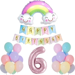 Bi Dolu Mutluluk Gökkuşağı Folyo Balon Set  Yaş