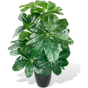 Yapay Çiçek Saksıda Şeflera Bitkisi Salon Çiçeği Yapay Bitki Pachira Macrocarpa 18 Dal 75 cm