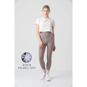 Ozy Fashion Kışlık Polarlı Fitilli Kadın Yüksek Bel Dikişsiz Tayt