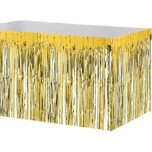 Parti Station Püsküllü Metalize Masa Eteği 70X300 cm Doğum Günü Süsü Altın Gümüş Siyah Pembe Mavi Mor Yeşil Kırmızı