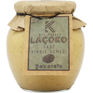 LAÇOKO 350 Gram Şekersiz, Katkısız, Glutensiz, Vegan, Doğal Sade Fındık Ezmesi (350 Gram)