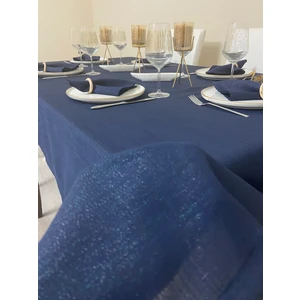 Zeren Home Simli Dertsiz Salon Masa Örtüsü Lacivert 19 Parça