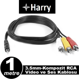 1.2 Metre Uydu Alıcısı Av Kablo 3.5 mm -3 Rca  Kompozit Rca Video ve Ses Kablosu