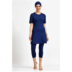 Yarım Kollu,Kapri Taytlı  Havuz  Mayo Normal-Büyük Beden