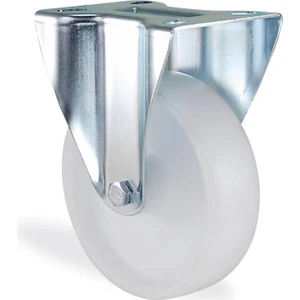 Kama Sabit Tablalı 125 x 40 mm Teker Poliamid Beyaz Burçlu Ağır Yük Tekeri