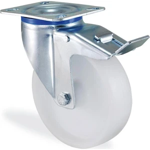 Kama Frenli Oynak Tablalı 125 x 40 mm Teker Poliamid Beyaz Burçlu Ağır Yük Tekeri