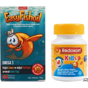 EasyFishoil Omega 3 Balık Yağı30 Jel Tablet + Redoxon Kids Çiğnenebilir 60 Tablet