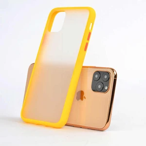 Apple iPhone 11 Pro Max Kılıf Buzlu Mat Kılıf Kenarları Renkli Kılıf Sert Kapak