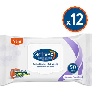 Antibakteriyel Islak Mendil Hassas 50  AdetX12 Paket 600 Yaprak Activex