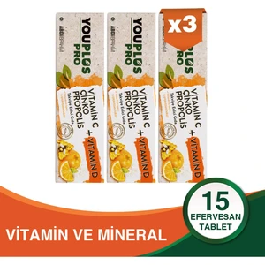 Pro Vitamin C, D, Çinko & Propolis 15 Efervesan Tablet 3 Adet