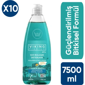 Premium Vegan Sıvı Bulaşık Deterjanı Fesleğen & Tatlı 'limonlu 750 ml X10 Adet