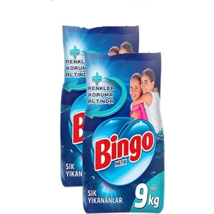 Renkli Beyaz Toz Çamaşır Deterjanı Bingo 9 kg 2 Adet