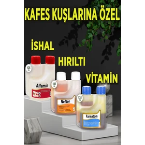 3lü Set Kuşlar Için Farmatom Vitamin Alfamin Ishal Neftor Hırıltı Seti (125 Ml)