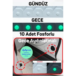 10 Adet Fosforlu Araba Kapı Ses Gürültü Önleyici Conta Kaput Bagaj Darbe Emici Ses Yalıtım Izolasyon