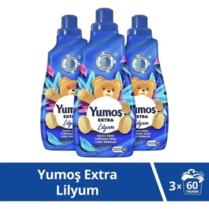 Extra Lilyum Konsantre Çamaşır Yumuşatıcı 1440 ml 60 Yıkama 3 Adet Yumoş Lilyum 1440
