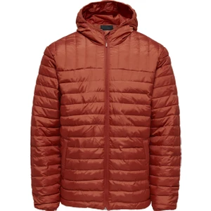 Only & Sons Regular Fit Bordo Erkek Kısa Şişme Mont 22022613_ONSPIET Quılted Hood Jacke