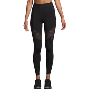 Siyah Kadın Uzun Düz Tayt 22502-901 Stripe Mesh High Wa