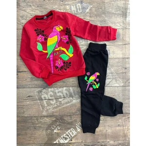Yaren Kids Kız Çocuk Bordo Papağan Baskılı Eşofman Takım