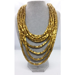 İpar Aksesuar 8 Sıra Bambu Gold Ahşap Çoklu Kolye