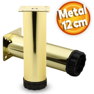 Akça Ayarlanabilir Mobilya Kanepe Koltuk Baza Yükseltme Yükseltici Ayağı Metal Ayakları 12 Cm Gold