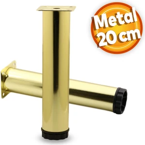 Akça Ayarlanabilir Mobilya Kanepe Koltuk Baza Yükseltme Yükseltici Ayağı Metal Ayakları 20 Cm Gold