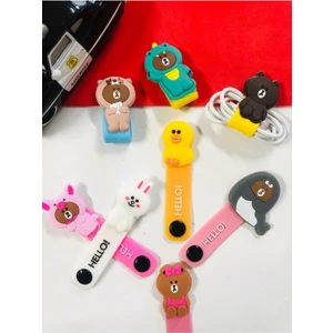 Sevimli Silikon Kablo Sarma Aparatı 3'lü Set Kablo Toparlayıcı