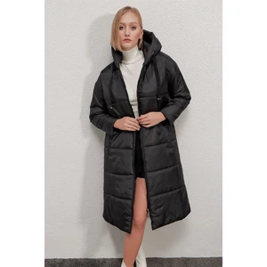 Kadın Kapşonlu Uzun Oversize Şişme Mont HZL22W-BD151201