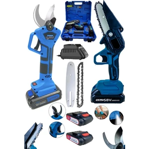Schutzenger New 2'li Set 58V Şarjlı Çift Akülü 25 mm Budama Makası ve 10 cm Budama Testere Makinesi Profesyonel