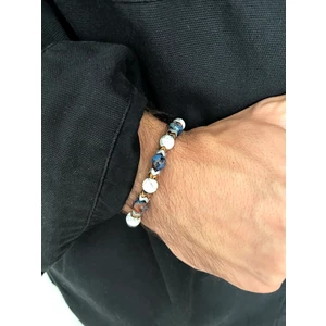 Padore Accessory Unisex - Hematit Detaylı, Mavi ve Beyaz Jade Doğal Taşlı Padore Bileklik | Handcrafted