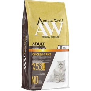 Animal World Hairball Tüy Yumağı Önleyici Tavuklu Kedi Maması 15 kg