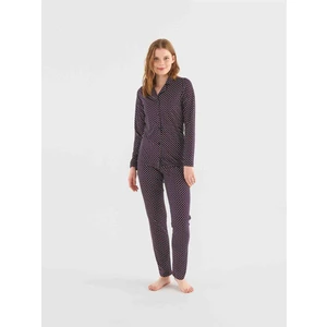 Mod Collection -  Kadın Lacivert Boydan Patlı Pijama Takım