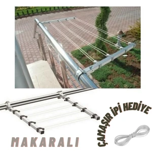 Paslanmaz Pratik Makaralı Küpeşte Çamaşır Askısı - Kurutmalık (Çamaşır Ipi Hediye)