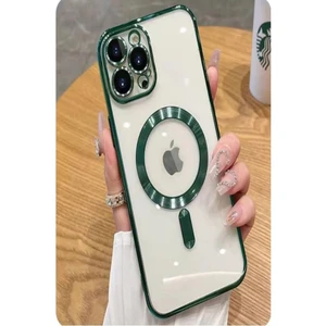 iPhone 11 Pro Max Kılıf Magsafe Köşeleri Renkli Lüx Şeffaf Kamera Lens Korumalı
