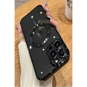 iPhone 11 Pro Max Kılıf Magsafe Köşeleri Renkli Lüx Şeffaf Kamera Lens Korumalı