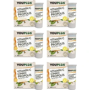 6 Adet C Vitamini, Çinko, Propolis 20 Efervesan Tablet