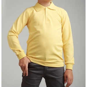 Unisex Çocuk Polo Yaka Uzun Kol Okul T-Shirt
