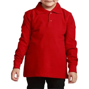 Unisex Çocuk Polo Yaka Uzun Kol Okul T-Shirt