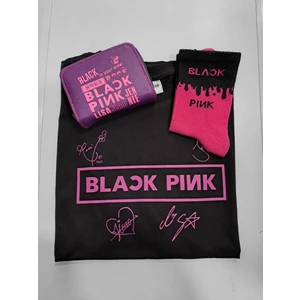 Black Pink T Shirt Cüzdan Çorap