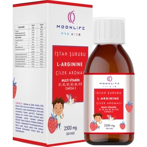 Moon life Kids  L-Arginine Multi Vitamin İştah Şurubu (Çilek Aromalı ) Lipozomal 150 ml