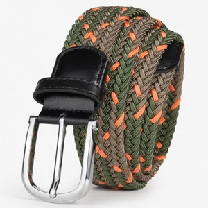 . 4cm Streç Erkek Kemer Moda Elastik Örgü Kemer Delinsiz Rahat Iğne Tokası Kanvas Kemer (Yurt Dışından)